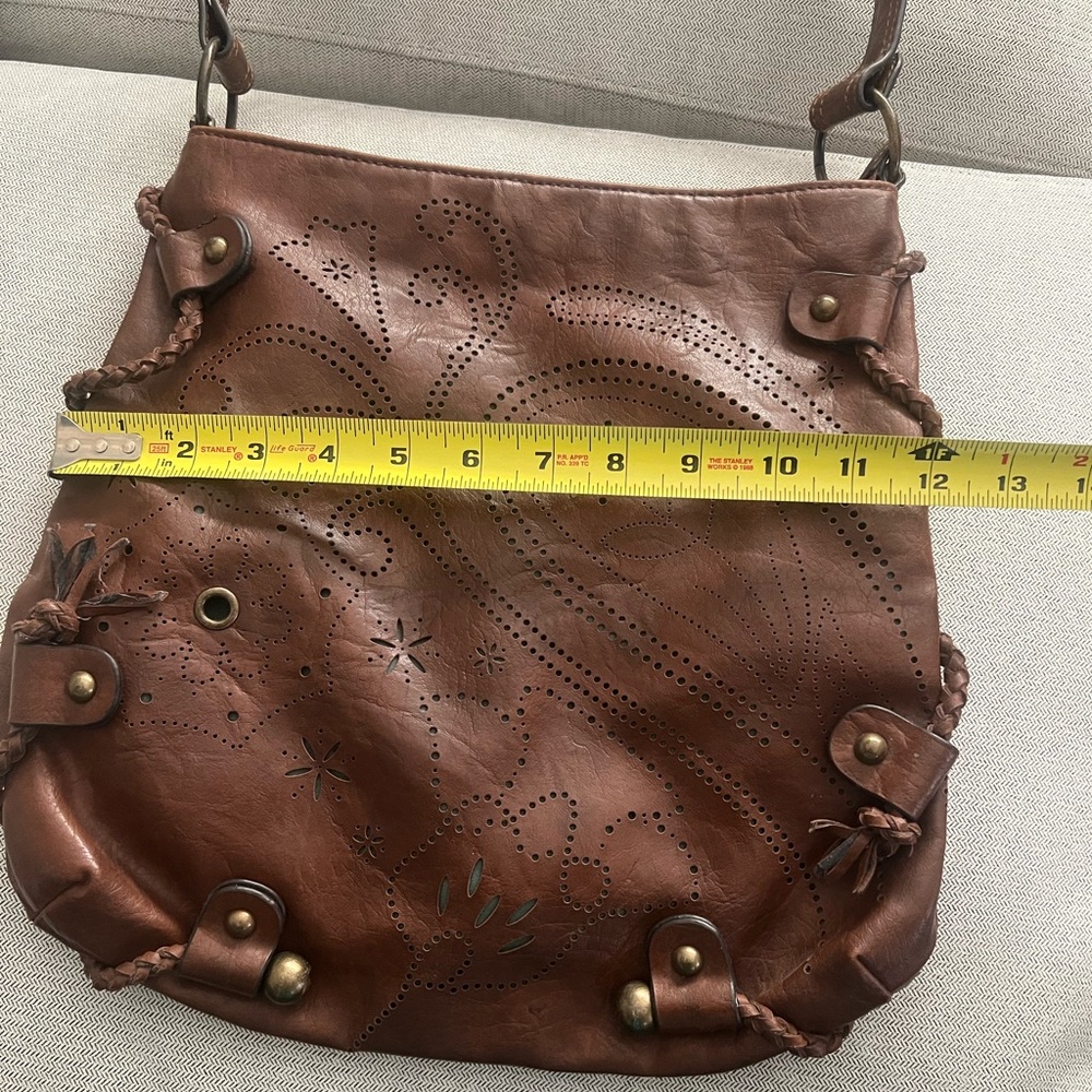 Stamp 10 Vegan Hobo Bag Brown & Teal - Picture 8 of 9